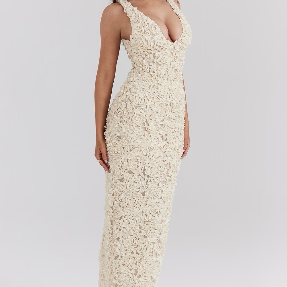 House of CB Carena Cream Floral Maxi Dress